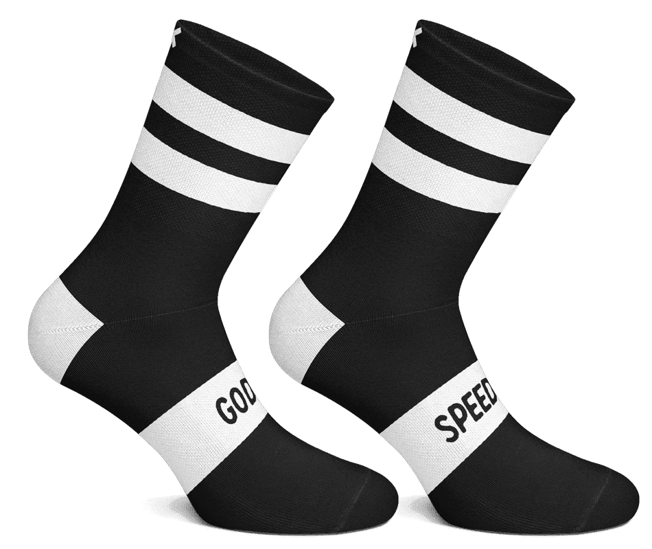 Boogie Athletic Socks - Black with White Stripes - Godspeed Socks