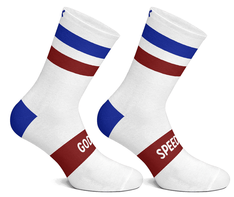 Boogie Athletic Socks - White w/ Red & Blue Stripes - Small/Medium - Godspeed Socks